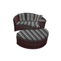 Chaise Orbit com Puff - Tecido Friso Preto Chaise Orbit com Puff - Tecido Friso Preto