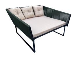 Chaise Quadrada em Corda Náutica Verde Militar Aluminio