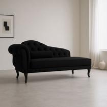 Chaise Recamier 150 cmEm Veludo Pés Luis XV Capitonê de luxo
