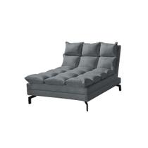 Chaise sem Braço Luxor Pés de Aço Preto 93cm Veludo Cinza