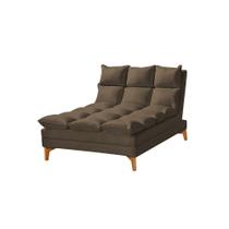 Chaise sem Braço Luxor Pés de Madeira Maciça 1,10m Veludo Marrom