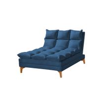 Chaise sem Braço Luxor Pés de Madeira Maciça 93cm Veludo Azul Marinho