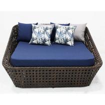 Chaise Sofá Concha Quadrada de Fibra Sintética e Alumínio Área Externa