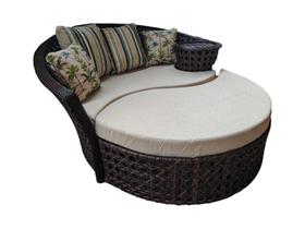 Chaise, sofá modular para varandas, jardins e piscinas- grande para 2 pessoas confortável com mesa lateral - fibra sintética e alumínio c/ tecido impe - Deck & Decor