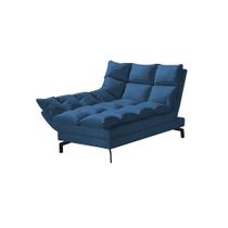 Chaise Um Braço Lado de Apoio Direito Luxor Pés de Aço Preto 93cm Veludo Azul Marinho