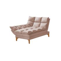 Chaise Um Braço Lado de Apoio Direito Luxor Pés de Madeira Maciça 86cm Veludo Rosê