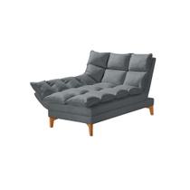 Chaise Um Braço Lado de Apoio Direito Luxor Pés de Madeira Maciça 93cm Veludo Cinza