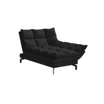 Chaise Um Braço Lado de Apoio Esquerdo Luxor Pés de Aço Preto 1,10m Veludo Preto - MOBILIA HOUSE