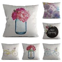 Chaises 6pcs flor decorativa capa de almofada quadrada impressão de linho fronha para sala de estar 45x45cm