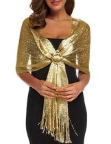 Chal Rheane Dorado Pashmina Envoltura 160x45cm con Flecos Brillantes Chal Rheane Dorado Pashmina Envoltura 160x45cm con Flecos Brillantes