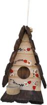 Chalé de Passarinho Feito de Madeira com Comedouro Decoração de Jardim Varanda Quintal