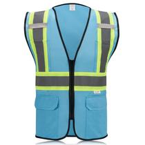 Chaleco de Seguridad SULWZM Celeste con Cierre y Bolsillos XL Chaleco de Seguridad SULWZM Celeste con Cierre y Bolsillos XL