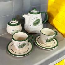 Chaleira 1 Litro Açucareiro 250g e 2 Xícaras 200ml com Pires