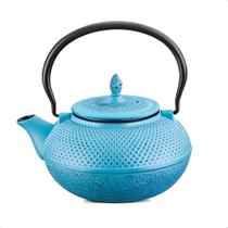 Chaleira 1,5 Litros Esmaltada De Ferro Fundido Azul Com Coador Inox Cozinha MTA - 8182