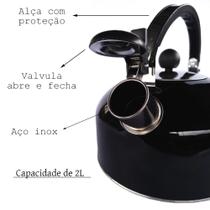 Chaleira 2L Inox com Apito e Alça Térmica - Ideal para Café, Chá e Bebidas (Preto) Chaleira 2L Inox com Apito e Alça Térmica - Ideal para Café, Chá e Bebidas (Preto)