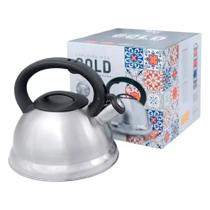 Chaleira 3 Litros Grande Com Apito Inox Fundo Duplo Gold