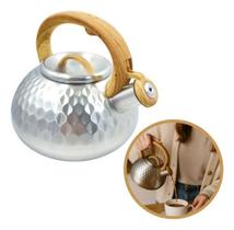 Chaleira 3 Litros Inox Com Apito Imita Bambu Cabo Indução In Inox Chaleira 3 Litros Inox Com Apito Imita Bambu Cabo Indução In Inox