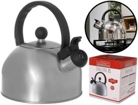 Chaleira Aço Inoxidável Bule Com Alça Apito Capacidade 2 Litros Para Café Chás Água