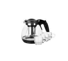 Chaleira Bule 1L + 4 xicaras 145ml Vidro