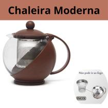 Chaleira Bule com Infusor de Inox Para Chá Café 750 ml Cor Marrom