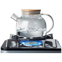 Chaleira Bule Com Infusor Vidro 1,3 Litros Tampa Bambu