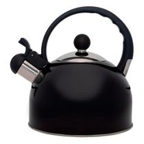 Chaleira Bule De Chá Fervedor Inox Preta Com Apito 2 Litros Mimo Style