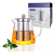 Chaleira Bule De Vidro Boro Com Infusor Inox Chá 750 ML