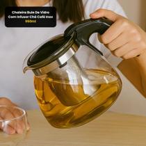 Chaleira Bule De Vidro Com Infusor Chá Café Inox 950ml Chaleira Bule De Vidro Com Infusor Chá Café Inox 950ml