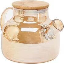 Chaleira Bule de vidro com tampa de bambu e infusor de chá 1L e 1,8L para chá café