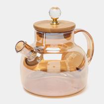 Chaleira Bule de vidro com tampa de bambu e infusor de chá 1L e 1,8L para chá café Chaleira Bule de vidro com tampa de bambu e infusor de chá 1L e 1,8L para chá café