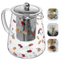 Chaleira Bule De Vidro Resistente A Calor Com Infusor de Aço Inox Para Chá Café 750ML Lyor