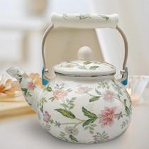 Chaleira Bule Floral 2L Alumínio Esmaltado com Alça Resistente Estilo Vintage para Chá e Café
