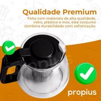 Chaleira Bule Infusor 1L E 4 Xícaras Café Chá Jarra Mesa Vai