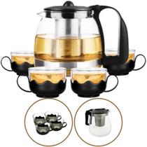 Chaleira Bule Infusor 1L E 4 Xícaras Inox Café Cozinha Jarra