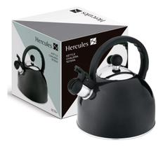 Chaleira Bule Panela Apito Preta Inox Esmaltada Hercules Com Alça 1,75L