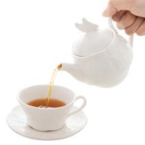 Chaleira Bule Para Chá Café 400ml Porcelana 4 Peças Com Xícara e Pires