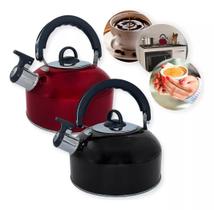Chaleira Bule Vermelha Preto Com Tampa Apito Inox 2 Litros Chaleira Bule Vermelha Preto Com Tampa Apito Inox 2 Litros