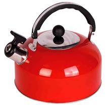 Chaleira Com Apito 2 Litros Inox Vermelho Metalico Chaleira Com Apito 2 Litros Inox Vermelho Metalico