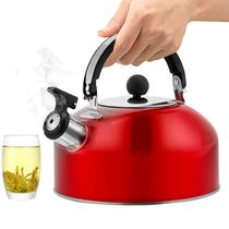 Chaleira Com Apito Em Aço Inox 2 Litros Vermelha