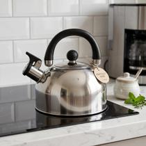Chaleira Com Bico Largo Tampa E Apito Em Aço Inox Resistente Longa Durabilidade 2 Litros