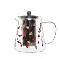 Chaleira com Filtro Aço Inox 750ml Vidro Borossilicato Infusor Fogo Chá Café