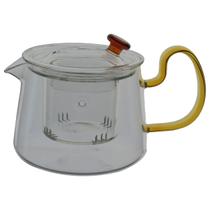 CHALEIRA COM INFUSOR HOME&CO ALÇA AMARELA BOROSSILICATO 500ml 10x16x16cm TRANSPARENTE