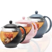 Chaleira com Jarra Vidro para Chá com Infusor Cores Variadas