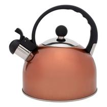 Chaleira De Aço Inox 2 Litros Bronze Para Ferver Água No Fogão Com Alça Para Transporte E Apito Chaleira De Aço Inox 2 Litros Bronze Para Ferver Água No Fogão Com Alça Para Transporte E Apito