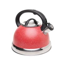Chaleira De Indução Com Apito 3L Preto Vermelha Alumínio