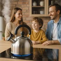 CHALEIRA DE INOX 2 LITROS COM APITO Aço Inox Alta Qualidade Resistente e Durável.