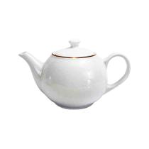 Chaleira de Porcelana Royal Branca c/Borda Dourada 900ml