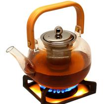 Chaleira de Vidro Alça de Bambu Infusor Inox Vai Ao Fogo 1L