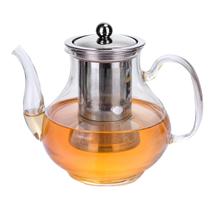 Chaleira de vidro borosilicato com infusor inox 600ml para chá e café direto ao fogo