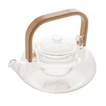 Chaleira De Vidro Borossilicato 800ml Incolor Com Alça De Bambu Para Esquentar Água Chá Café Resistente À Choque Térmico Bule Com Tampa